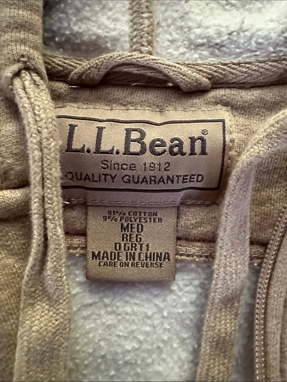 L.L. Bean Tan Full-Zip Hooded Sweatshirt men’s medium - Picture 2 of 12